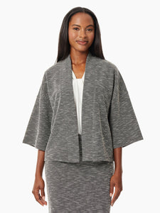 Open Front Tweed Kimono Cardigan, Black/White | Meison Studio Presents Kasper