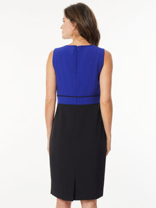 Tailored Two Tone Sheath Dress, Royal Blue/Black | Meison Studio Presents Kasper
