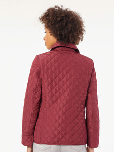 Five-Button Quilted Jacket in Color Bordeaux | Jones New York
