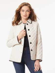 Five-Button Quilted Jacket in Color Jones White/Jones Black | Jones New York