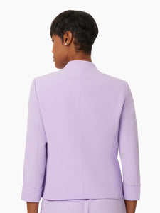 Rolled Cuff Stretch Crepe Front Seamed Jacket, Lavender Mist | Kasper