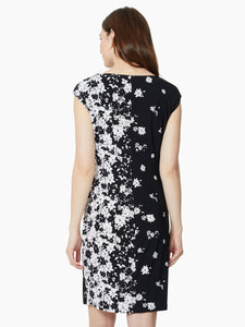 Floral Burst Jersey Knit Sheath Dress, Black/Vanilla Ice | Meison Studio Presents Kasper