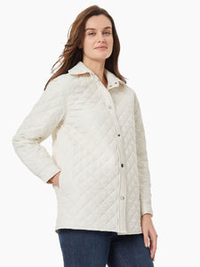 Snap-Front Quilted Jacket in Color Jones White | Jones New York
