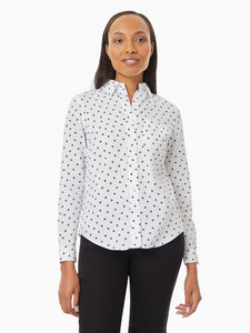 Dotted Easy Care Button-Up Shirt, NYC White/Jones Black | Meison Studio Presents Jones New York