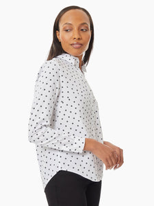 Dotted Easy Care Button-Up Shirt, NYC White/Jones Black | Meison Studio Presents Jones New York