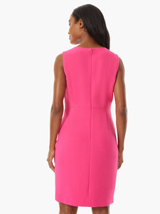 Petite Snap Detail Stretch Crepe Sheath Dress, Pink Perfection | Kasper