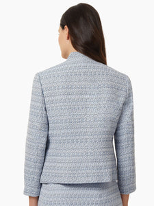 Notched Stand Collar Tweed Jacket, California Sky Multi | Meison Studio Presents Kasper
