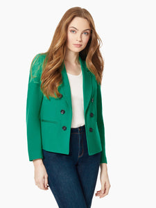Modern Compression Faux Double Breasted Blazer in the Color Kelly Green | Jones New York