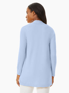 Open-Front Ribbed Trim Knit Cardigan in the color Oxford Blue | Jones New York 