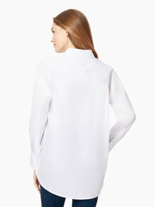Oversized Cotton Poplin Hi-Lo Utility Shirt in the Color NYC White | Jones New York