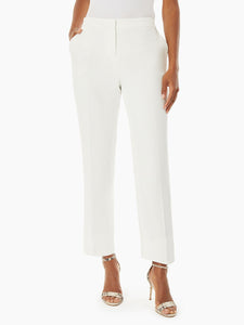 Elastic Back Pique Straight Leg Pants in the Color Lily White | Kasper