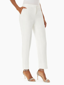 Elastic Back Pique Straight Leg Pants in the Color Lily White | Kasper