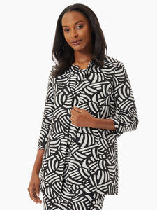 Abstract Jacquard Topper in the Color Black/Lily White | Kasper