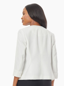 Rolled Cuff Stretch Crepe Jacket in the color Lily White | Kasper