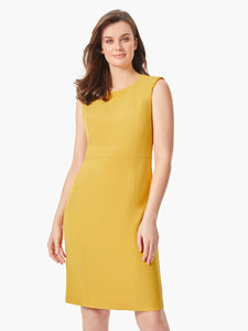 Banded Waist Stretch Crepe Sheath Dress in the color Butterscotch | Kasper