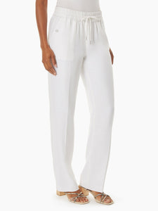Pull-On Linen-Blend Drawstring Pants in the color NYC White | Jones New York 