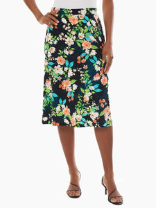 A-Line Jersey Knit Midi Skirt, Papaya/Kiwi Multi | Kasper