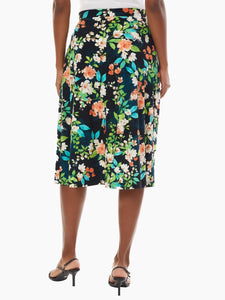 Plus Size A-Line Jersey Knit Midi Skirt, Papaya/Kiwi Multi | Kasper