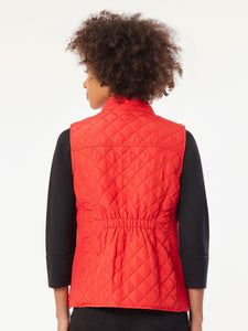 Zip-Front Quilted Vest in the Color Rouge | Jones New York