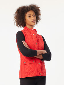 Zip-Front Quilted Vest in the Color Rouge | Jones New York