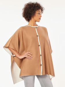 Button Front Knit Poncho in the Color Caramel | Jones New York