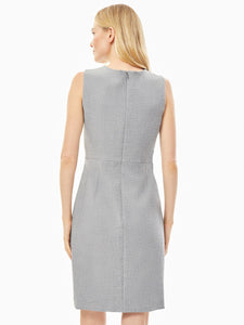 Plus Size Snap Detail Stretch Crepe Sheath Dress, Grey/Black | Kasper