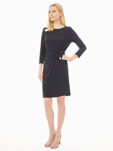 Plus Size Side Tie Jersey Knit Wrap Dress, Black | Kasper