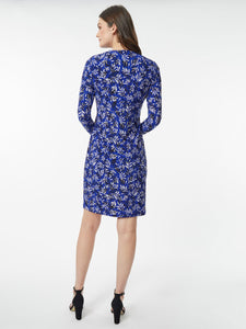 V-Neck Jersey Knit Wrap Dress, Royal Multi | Kasper