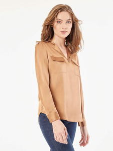 Simplified Utility Blouse in the Color Caramel | Jones New York