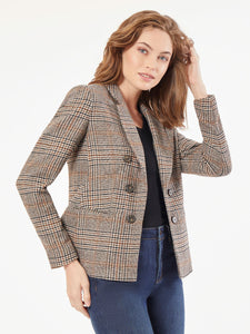 Classic Plaid Double Breasted Jacket in the Color Jones Black Multi | Jones New York