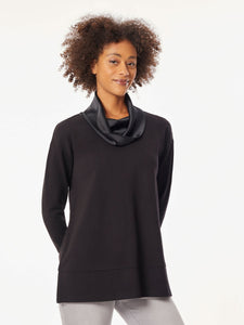 Serenity Knit Cowl Neck Tunic in the Color Jones Black | Jones New York