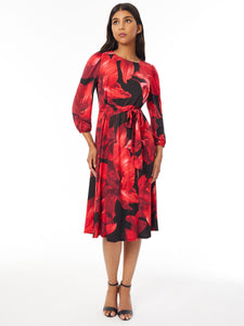 Gigi Dress, Everyday Knit, Black/Fire Red Multi | Meison Studio Presents Kasper