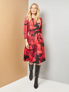 Gigi Dress, Everyday Knit, Black/Fire Red Multi | Meison Studio Presents Kasper