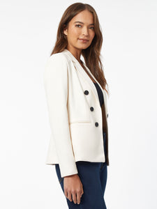 Modern Compression Faux Double Breasted Jacket in the Color Jones White | Jones New York