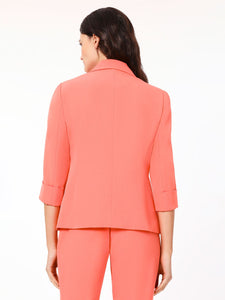 Plus Holly Jacket, Iconic Stretch Crepe, Luxe Salmon | Kasper