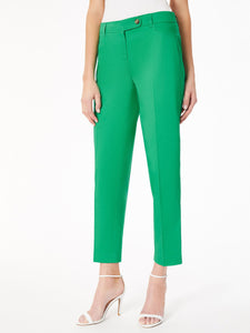 Plus Size Solid Fly-Front Slim Leg Pants in the Color Kelly | Jones New York
