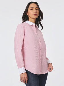 Oversized Striped Button-Down Shirt, Fresh Guava Multi | Meison Studio Presents Jones New York