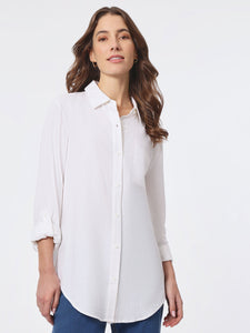Linen Roll-Tab Sleeve Shirt, NYC White | Meison Studio Presents Jones New York
