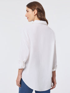 Linen Roll-Tab Sleeve Shirt, NYC White | Meison Studio Presents Jones New York