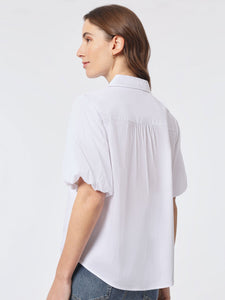 Plus Size Poplin Puff Sleeve Button Down Shirt, NYC White | Meison Studio Presents Jones New York