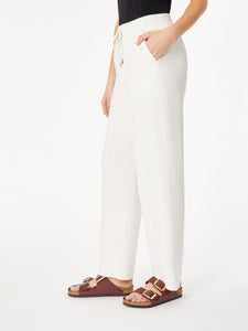 Plus Size Pull On Drawstring Trouser- Solid Linen Viscose in the Color NYC White | Jones New York