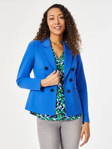 Modern Compression Faux Double Breasted Jacket in the Color Lt Sapphire | Jones New York