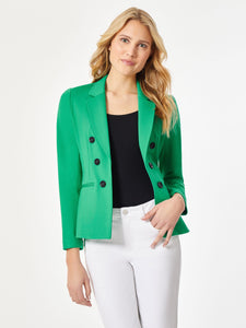 Modern Compression Faux Double Breasted Jacket in the Color Kelly | Jones New York