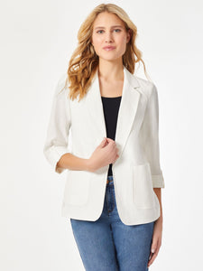 Plus Size Classic Patch Pocket Jacket in the Color NYC White | Jones New York
