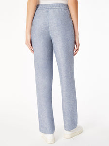 Pull On Drawstring Trouser- Solid Linen Viscose in the Color Blue Sail/NYC White | Jones New York