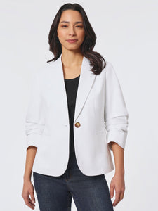 Denim Pleated Sleeve Blazer, Soft White | Meison Studio Presents Jones New York