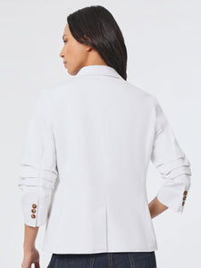 Denim Pleated Sleeve Blazer, Soft White | Meison Studio Presents Jones New York