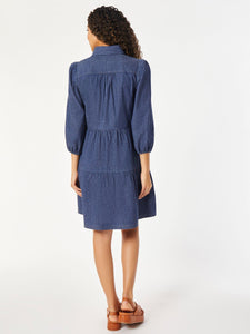 Denim Button Front Belted Dress in the Color Indigo - Dark Wash | Jones New York