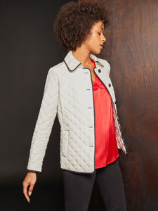 Five-Button Quilted Jacket in Color Jones White/Jones Black | Jones New York