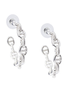 Silver Chain Link Hoop Pierced Earrings, Silver | Meison Studio Presents Misook
